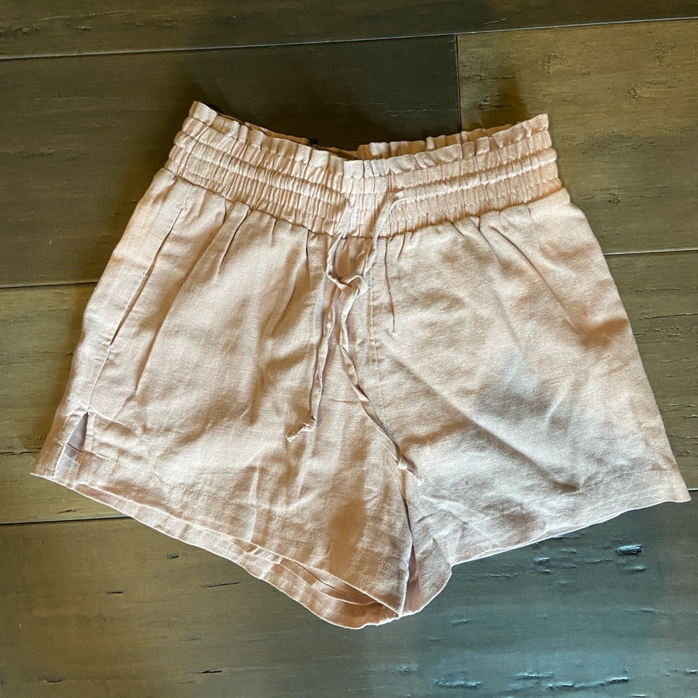 Abercrombie Pink High-Waisted Linen Shorts